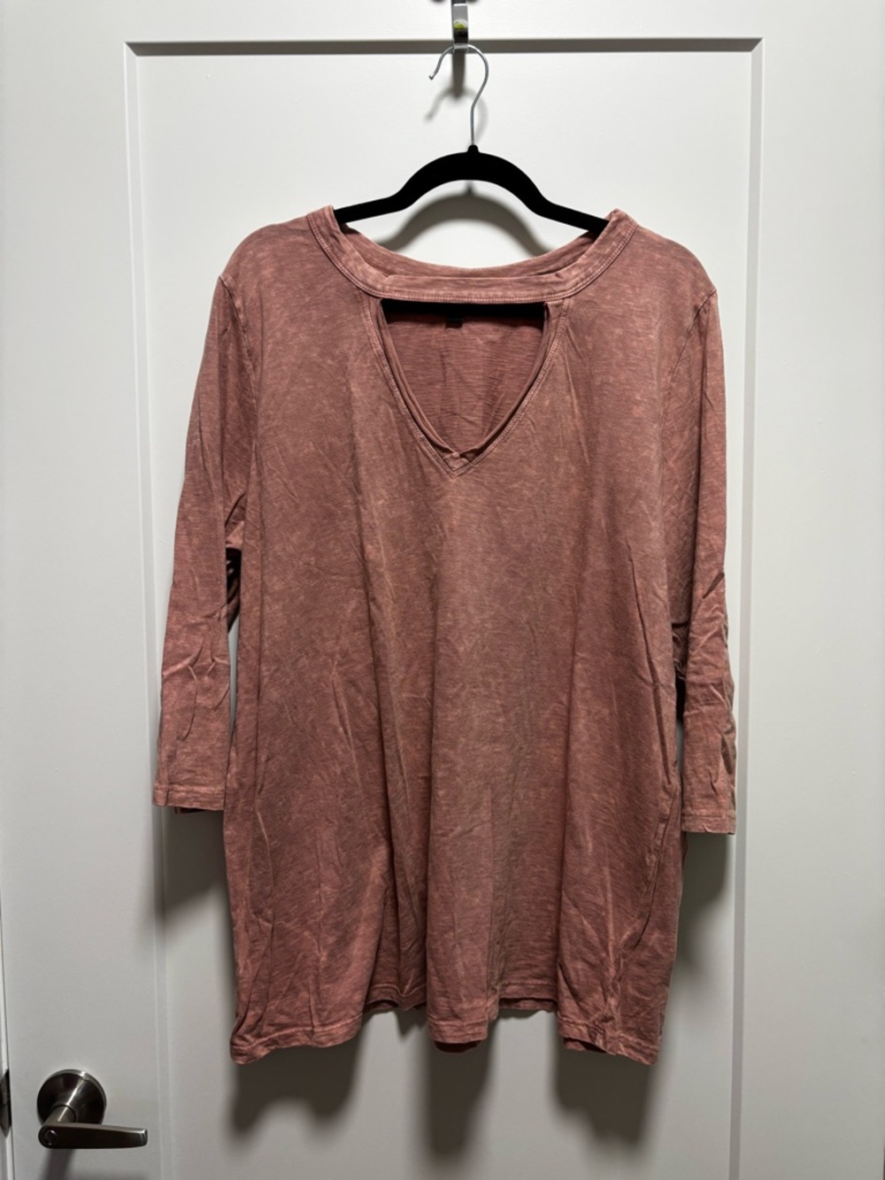 torrid Washed Rose V-Neck Long Sleeve Top
